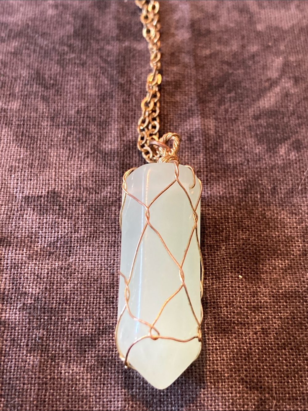 Handcrafted Pale Blue Crystal Pendant Necklace on Lengthy Chain